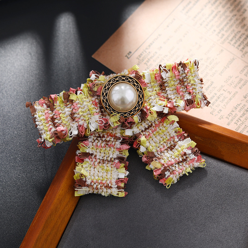 Xiaoxiang Style Handmade Fabric Bow Brooch Vintage New Cardigan Pin Accessories Women's Fashion Korean Style Small Clothes