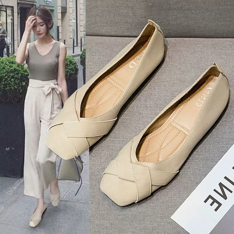 Однослойная обувь в стиле ретро для женщин 2023, новая весна-осень в сказочном стиле, нежная мягкая подошва, плоский низкий рот, универсальные туфли в горох для беременных женщин