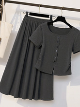 微胖巨好看套装裙女夏季显瘦遮肚高级感一整套穿搭减龄两件套爆款