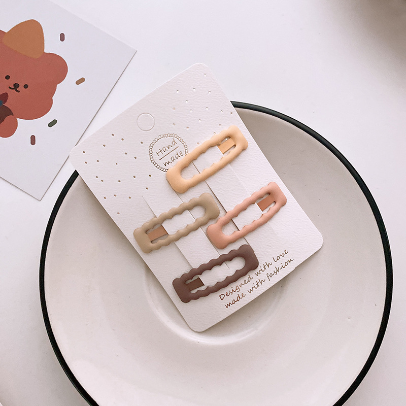 15g Weight Hair Clip Hair Accessories Type 1 Set Quantity Holiday, Daily, Selfie Occasion Metal Material Geometric Pattern Women's Gender Sweet Style New One Card 4 Versatile Basic Frosted Dripping Cream Tea Color BB Clip Five Stars Lovely Heart-Shaped Hair Clips Hair Accessories 11