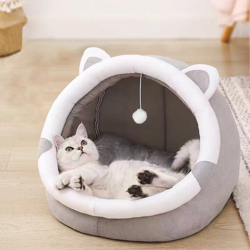 Cama nido para gatos o perros de invierno, cálida y acogedora