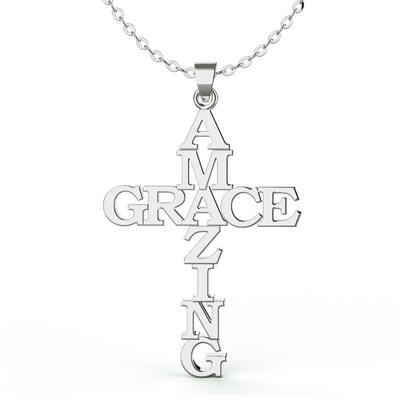 Simple Style Cross Letter Stainless Steel Plating Pendant Necklace 1 Piece display picture 2