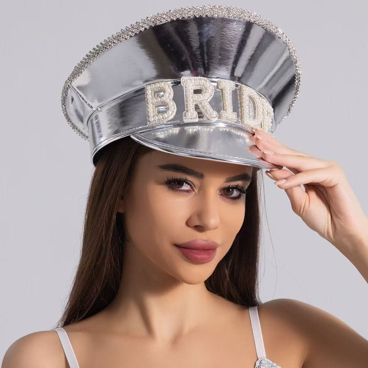 Sombrero azul marino con incrustaciones de diamantes, boina estilo punk, sombrero y2k, sombrero de marinero para mujer con ambiente otoñal e invernal, sombrero dorado para clima frío