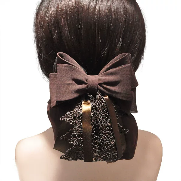 Bow Hair Clip Professional Hair Flower Net Pocket Fabric Hair Flower Spring Clip Hair Accessories Korean Fashion Headwear Back Head Clip