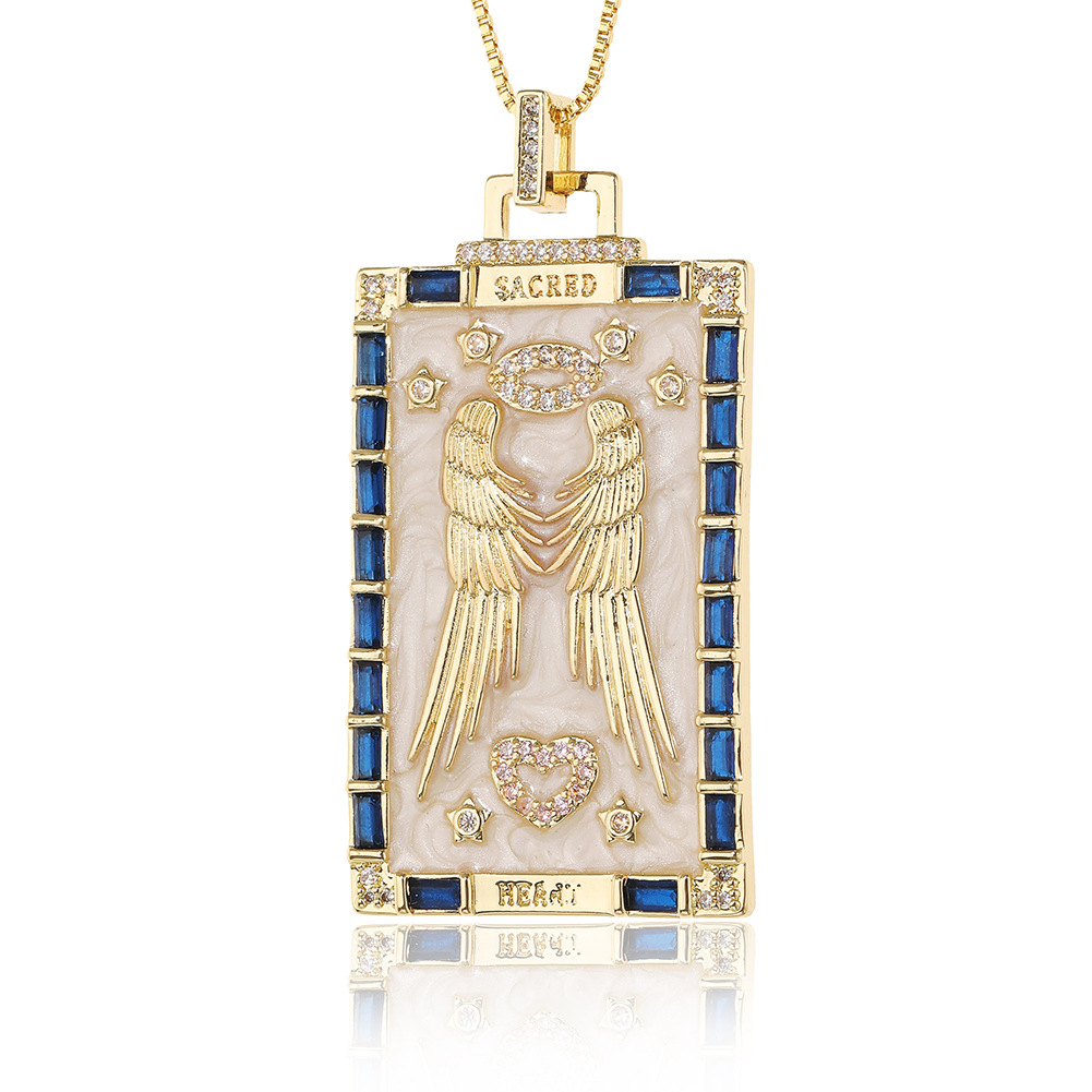 womenu0027s jewelry retro Tarot pendant angel cross carved copper necklace