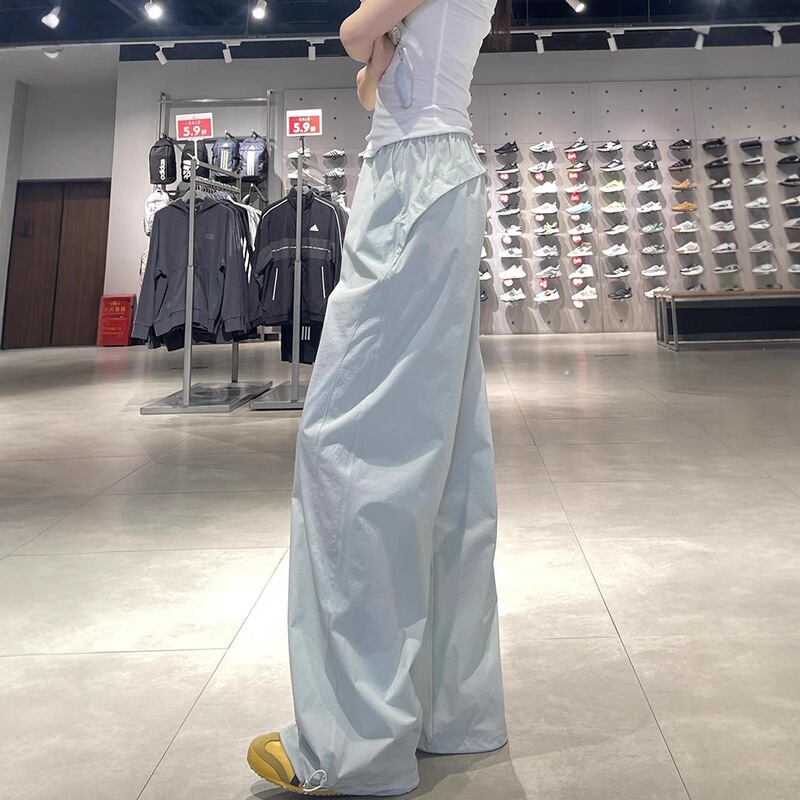 American-style quick-dry sports cargo pants for women, summer 2025 new model, high-waisted, slimming, casual wide-leg pants for petite women