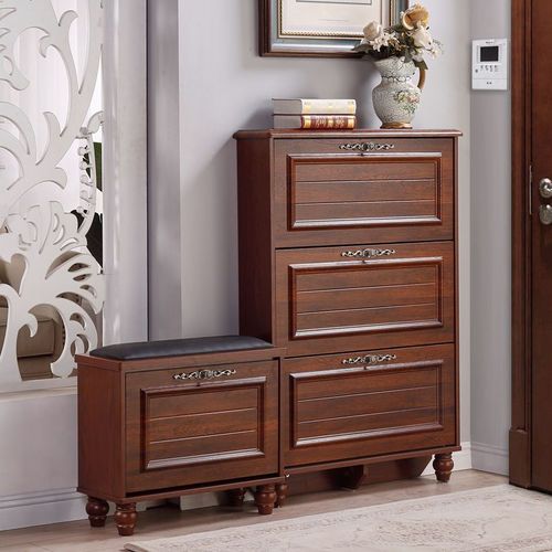 American-style ultra-thin shoe cabinet for home use, minimalist modern entryway unit with large capacity and space-saving design—features a flip-top mechanism for easy access to shoes.