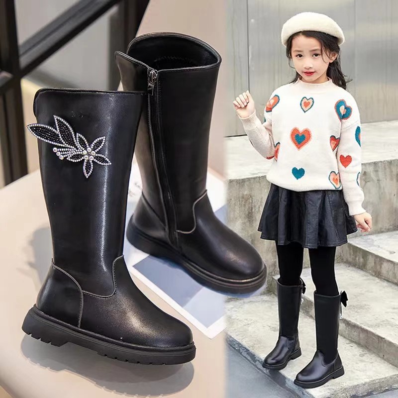 Mädchen 2024 Herbst/Winter Neue High Top Koreanische Ausgabe Mittlere und Große Kindermode Prinzessin Stiefel Kleines Mädchen_voghion.com