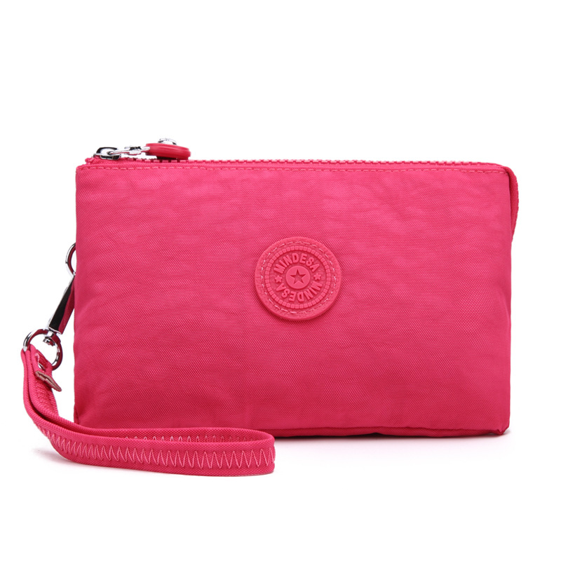 Bolsa de mano de nylon multicapa de gran capacidad a prueba de derrames de agua de mujer simple de moda larga cremallera cambio pasaporte bolso móvil