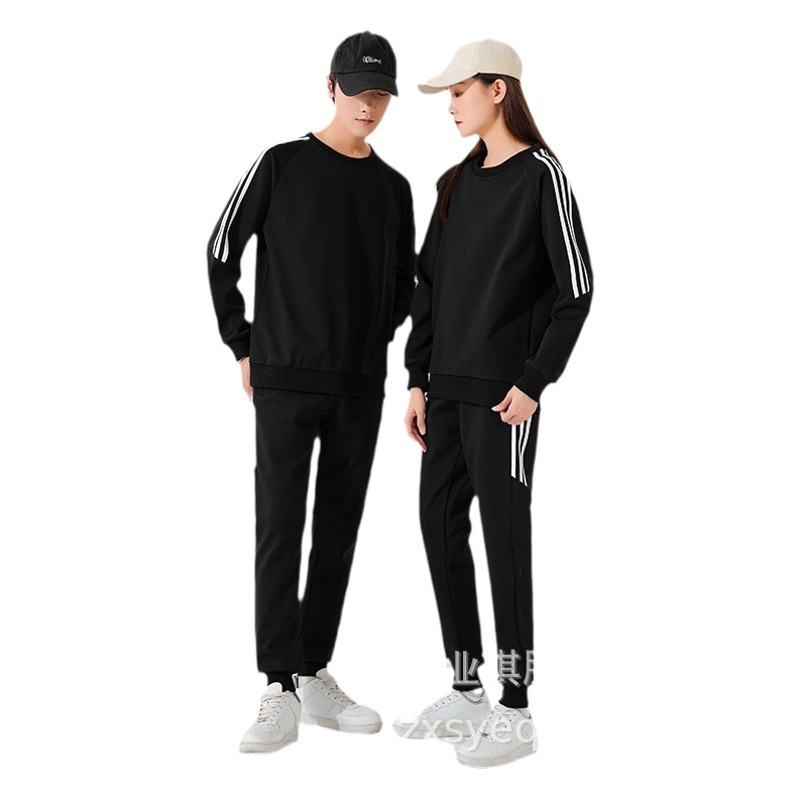 2023 primavera y otoño nuevo traje deportivo hombres y mujeres pareja casual cuello redondo suéter coreano casual deportes traje de tres piezas