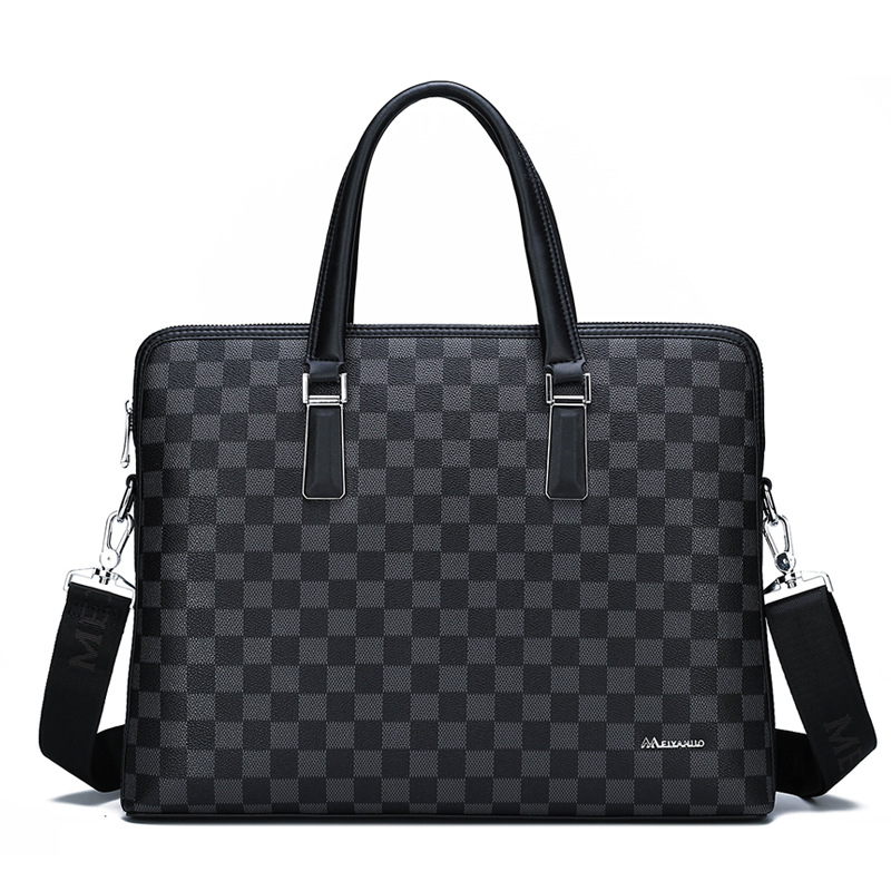 2023 New Men's Business Briefcase European and American Plaid Fashion Handbag Computer Bag Mayano 3280