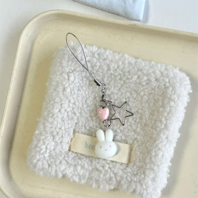 Cute flojo Miffy conejo cadena de teléfono móvil diy beaded chica bolso pericardial libro de tarjetas colgante llavero regalo amigo
