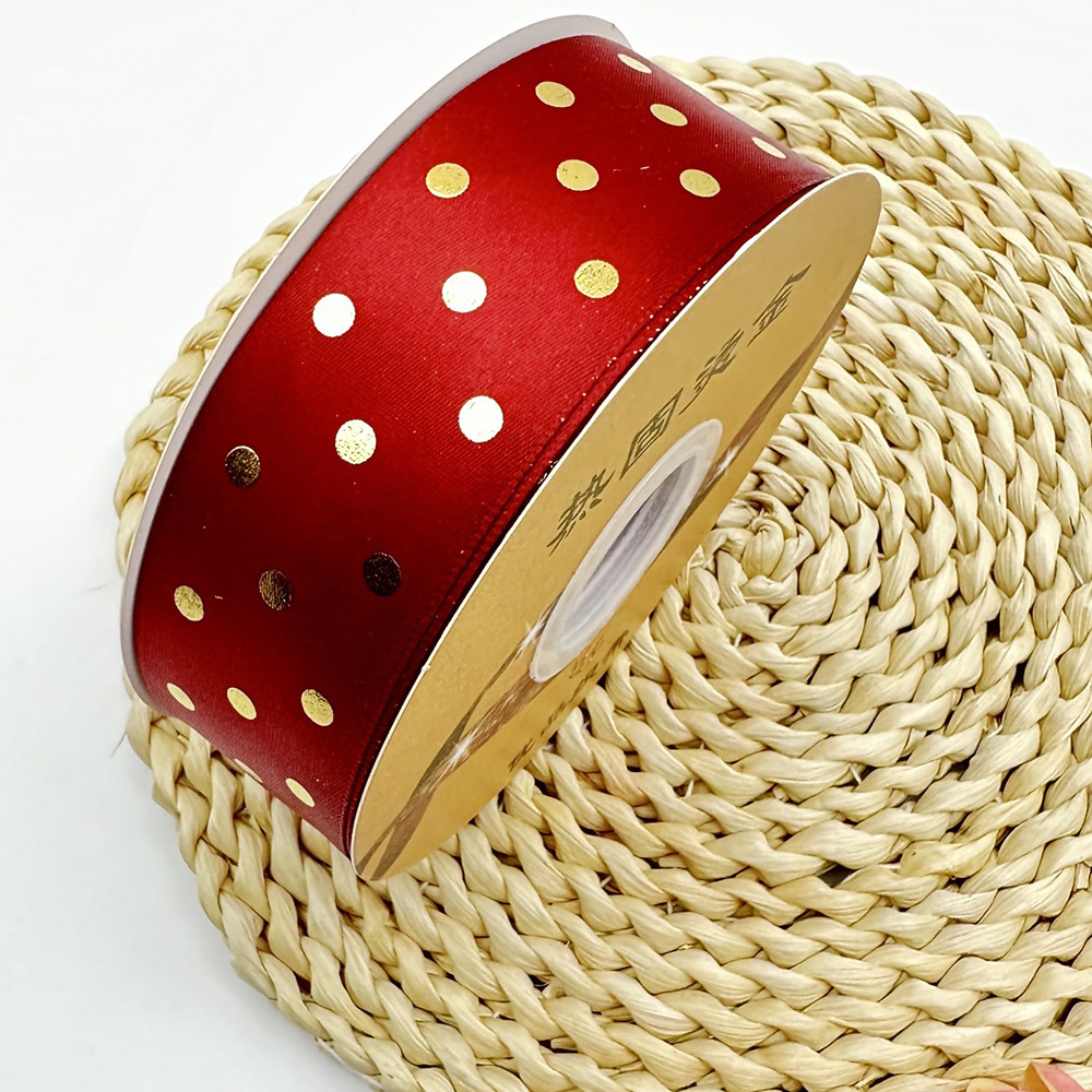 4CM gran punto dorado cinta acompañante regalo de mano embalaje flor caja de pastel decoración punto de onda hecha a mano cinta de poliéster DIY