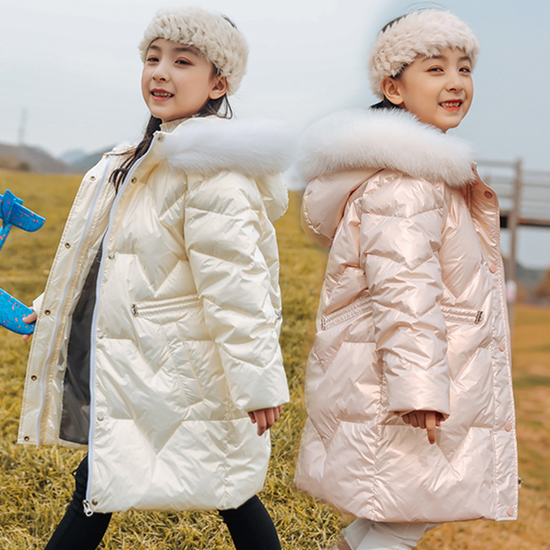 儿童羽绒服女童中长款韩版2021新款洋气女宝宝冬季加厚羽绒服外套