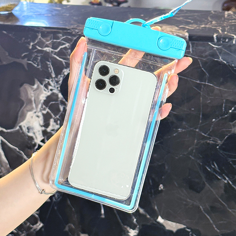 Teléfono móvil simple bolsa impermeable pantalla táctil al por mayor mensajero cuello colgante luminoso natación universal buceo cubierta protectora al aire libre