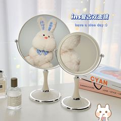 批發歐式360度旋轉6寸梳妝鏡公主鏡子桌面3倍放大台式雙面化妝鏡