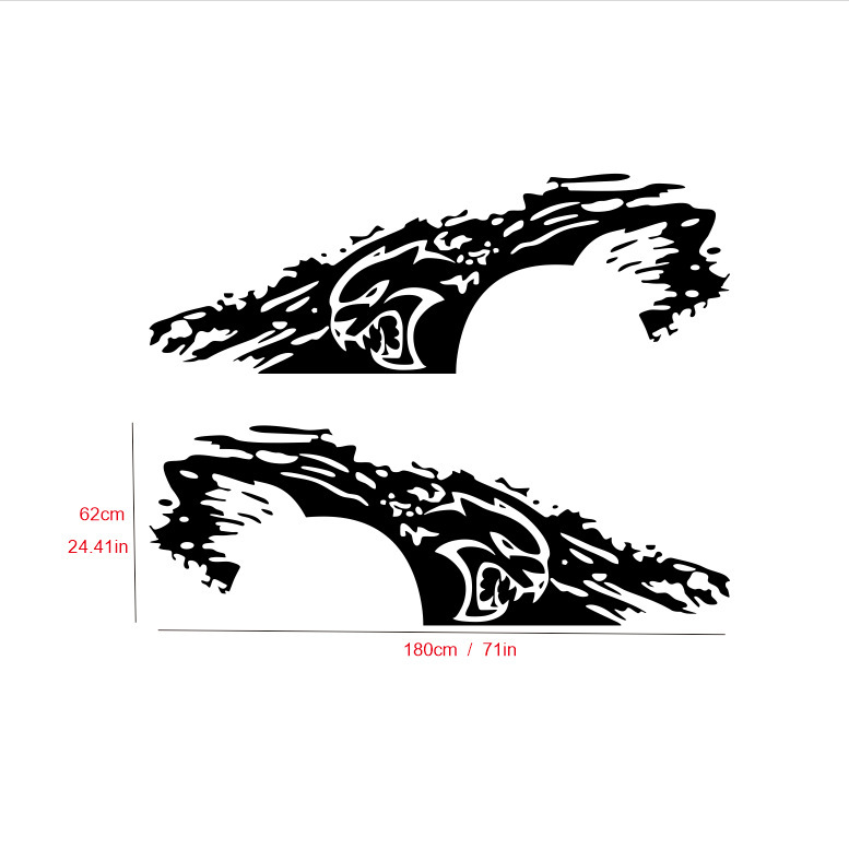 C60 universal model, Hellcat sticker, body decal, side skirt stripe sticker