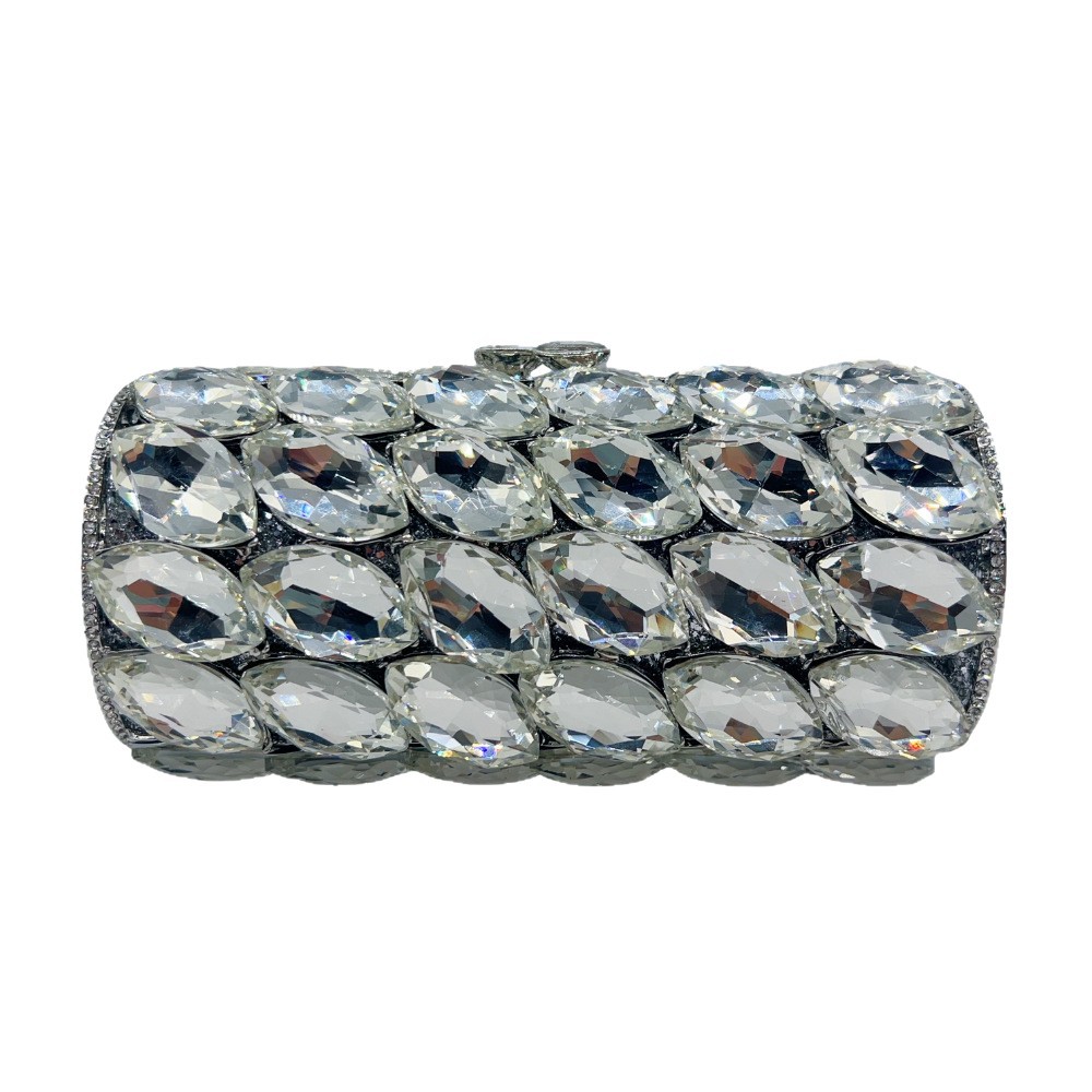 Túi clutch nữ cầm tay hình trụ pha lê kim cương giả sang trọng dự tiệc — Bạc, vàng, vàng và trắng, Rượu sâm banh