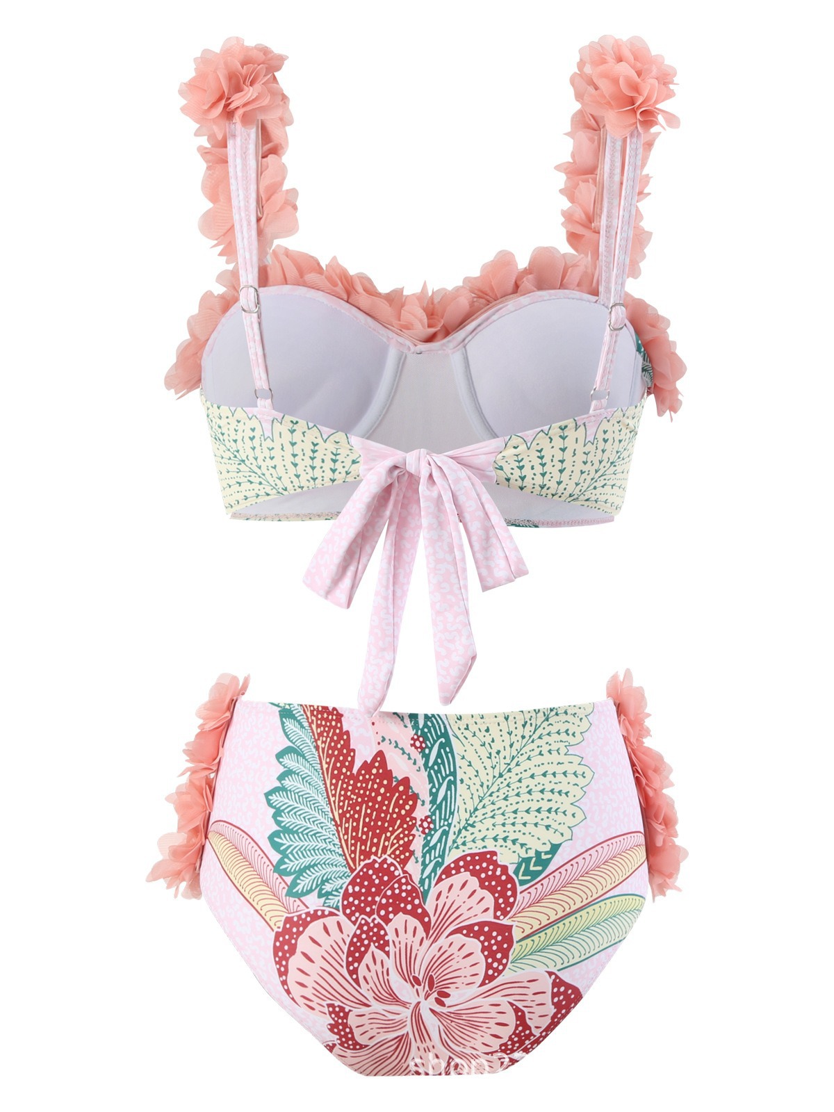Traje de baño retro de moda para mujer, estilo primavera 2024, con estampado de primavera, sexy, con cordones, dividido, conjunto de tres piezas, falda de playa, bikini
