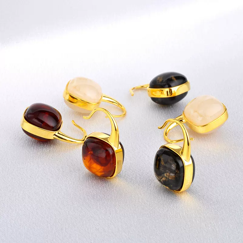 2023原创新款美拉德港风复古琥珀色耳钩个性气质高级感耳环耳饰女