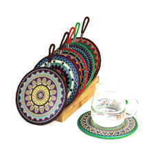 厂家直销陶瓷锅垫17CM不伤桌台热转印工艺曼陀罗免费来图LOGO