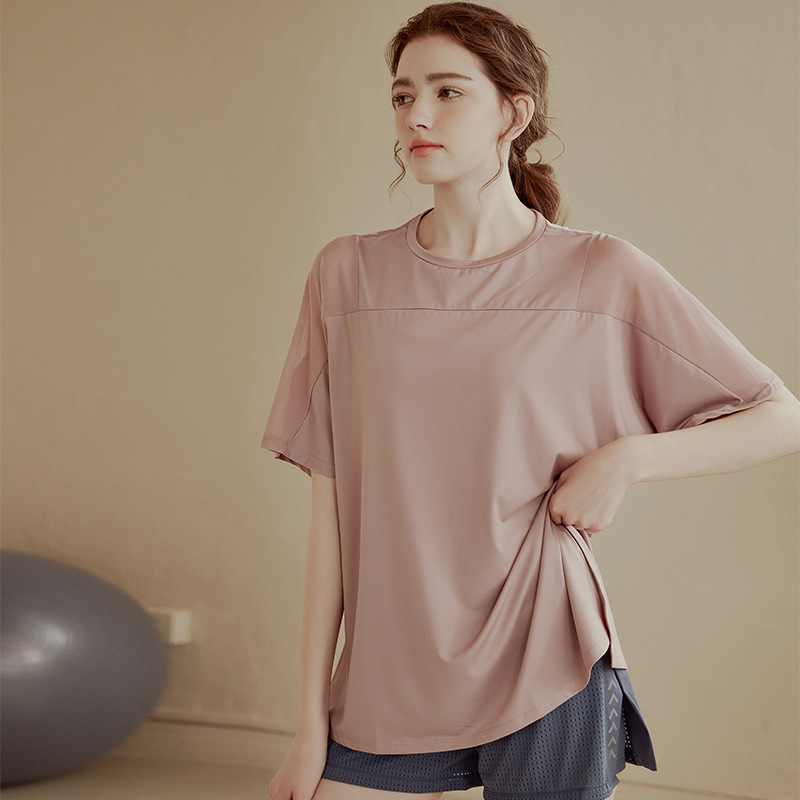 Mesh see-through sports short-sleeved quick-drying T-shirt women's running workout clothes yoga top sweat-absorbent breathable summer thin Mesh see-through sports short-sleeved quick-drying T-shirt women's running workout clothes yoga top sweat-absorbent breathable summer thin