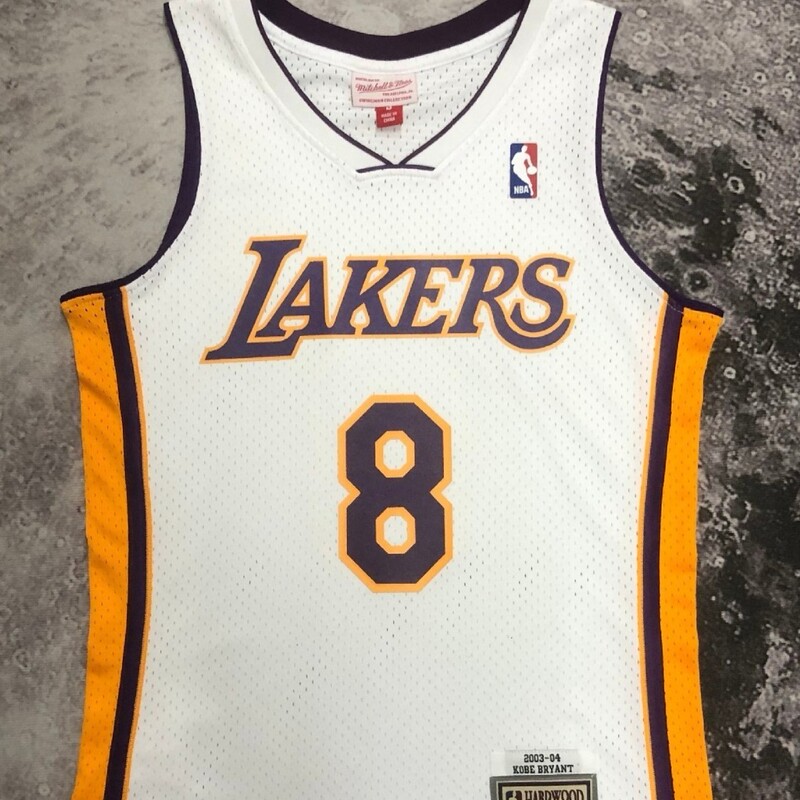 Mn Hot-Pressed Retro Jersey Sw Lakers 03/04 Season V-Neck White Number 8 Number 24 Kobe Nba Jersey