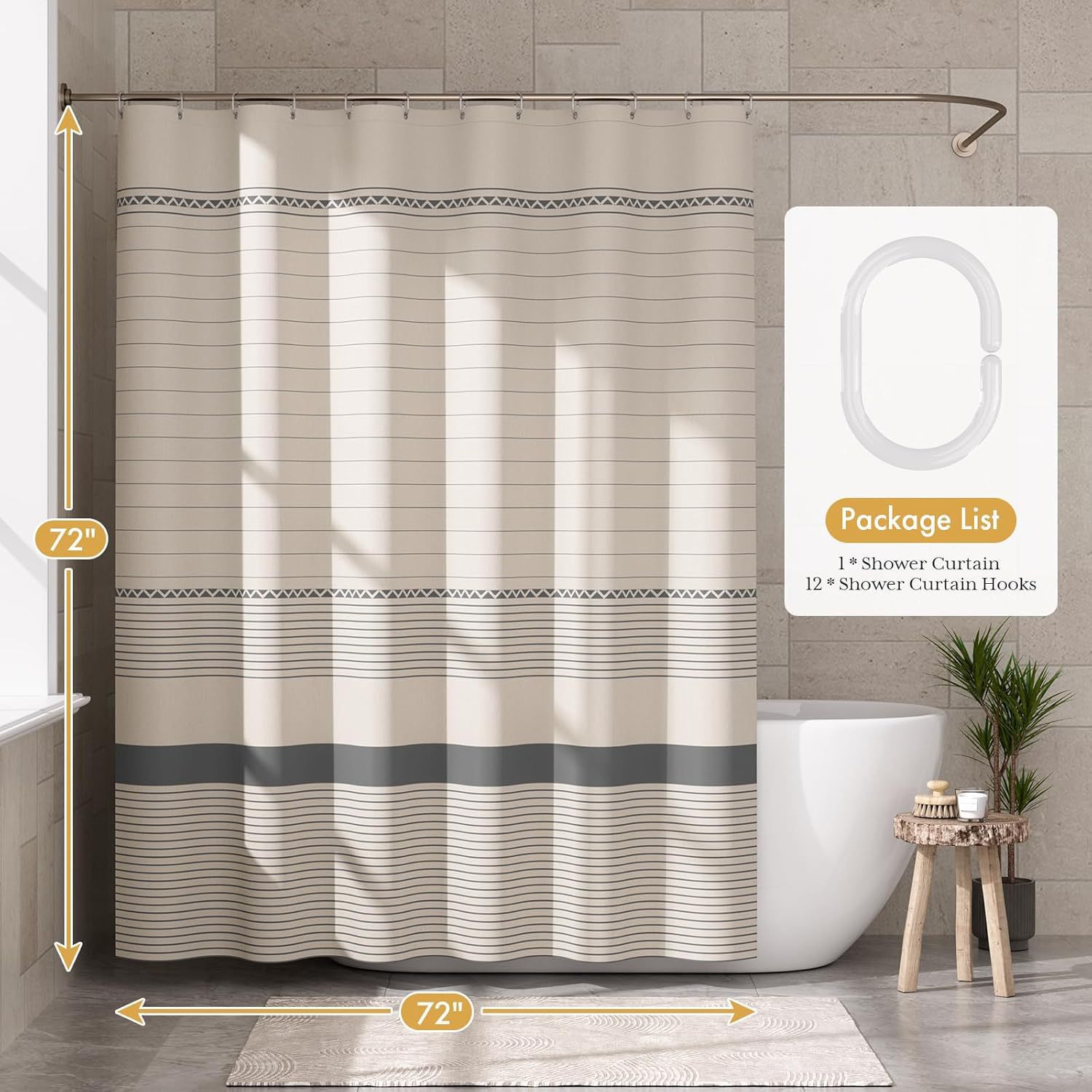 Cortina de ducha de lino jacquard Amazon, impermeable y antimoho, cortina divisoria para baño, cortina de tela impermeable, venta al por mayor