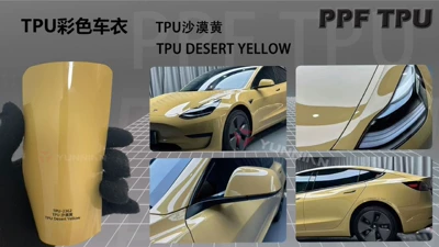 Cross-Border Factory Wholesale Collection, Automotive Film - 15215m-5-years-warranty-tpu-desert-yellow-water-sticker