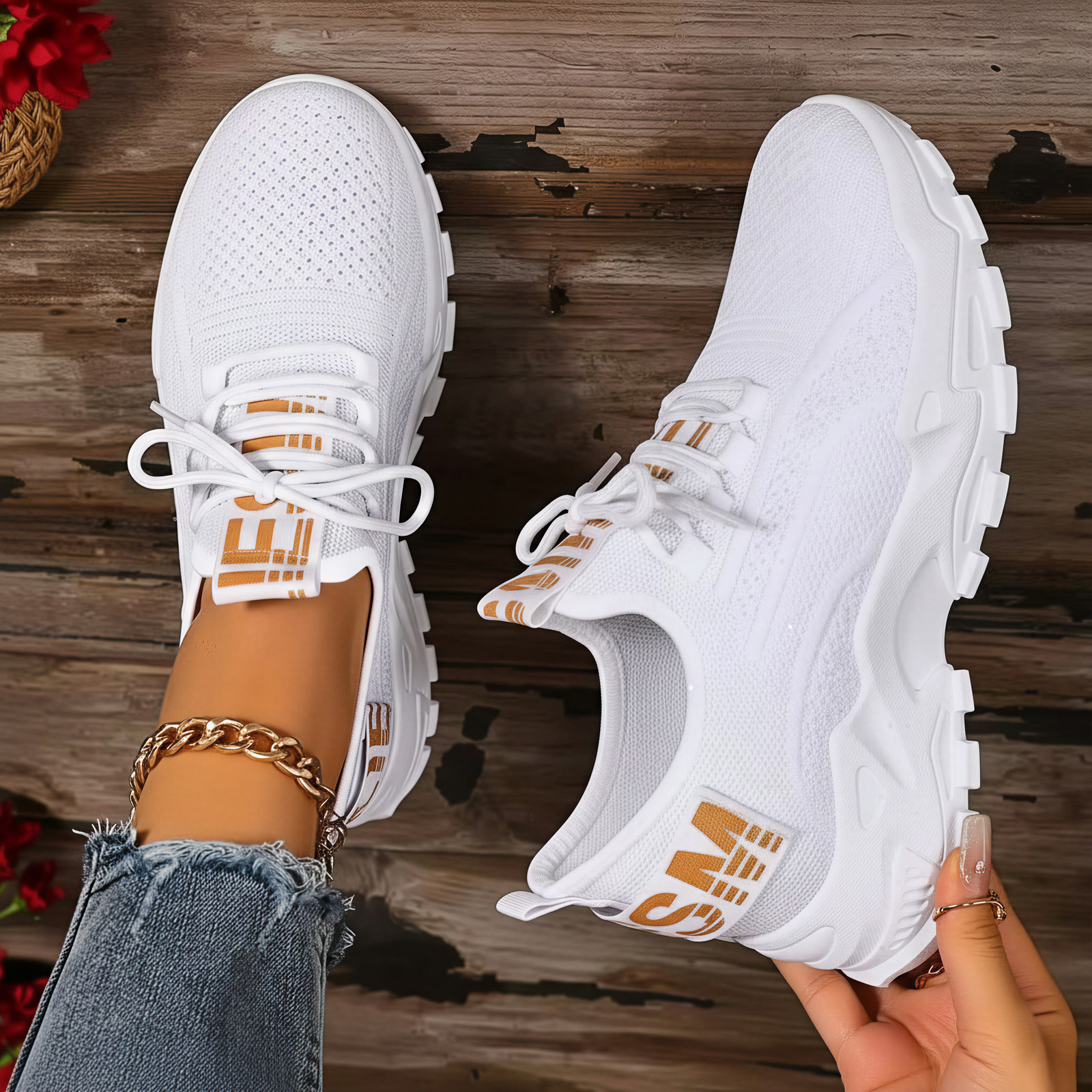 Zapatos de mujer transfronterizos zapatos casuales de mujer con suela suave no se cansa zapatos de malla de altura zapatos cómodos