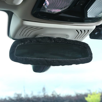 Steering wheel cover | all seasons, rearview mirror protective - black-rearview-mirror-cover-38cm