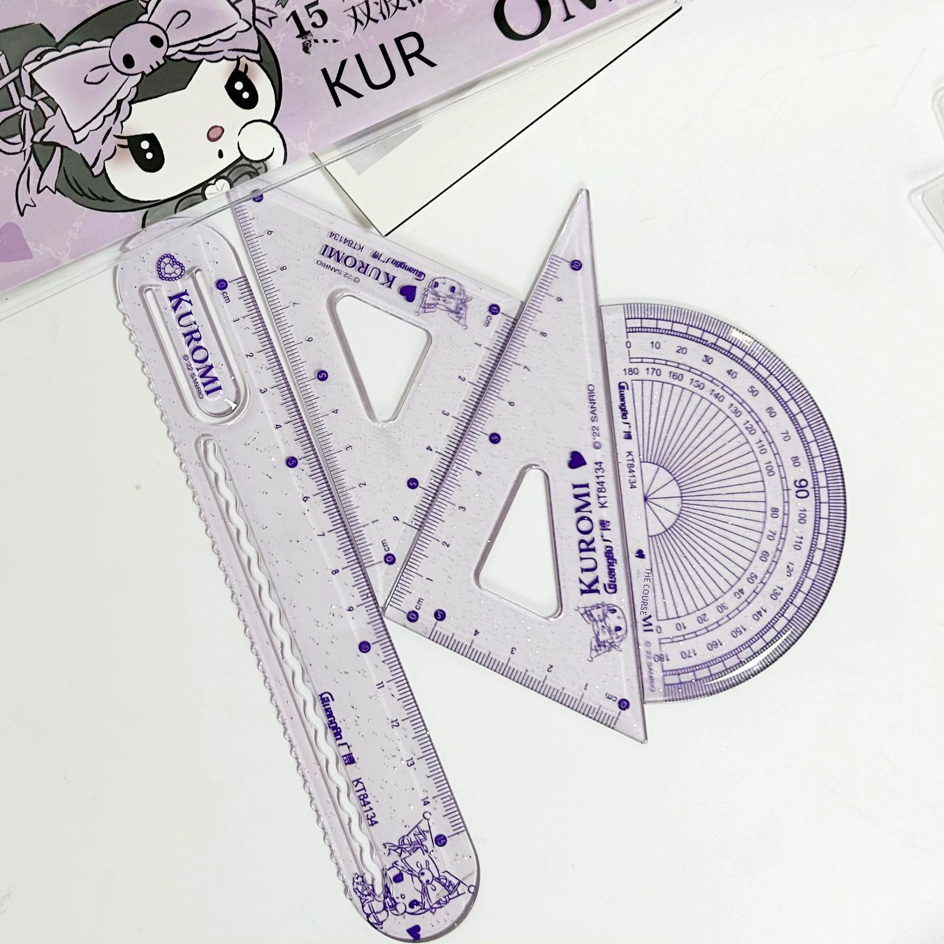Sanrio, ruler, set, stationery for students, 4 piece set