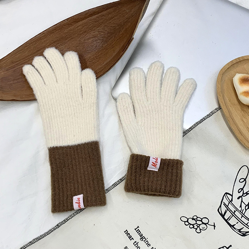 Guantes calientes de invierno para ciclismo engrosado 2025 nuevo lindo suave glutinoso imitación de peluche alargado guantes de color al por mayor
