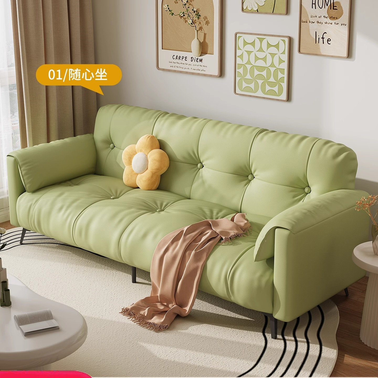 Sofa Bed Foldableing Dual-Purpose 2025 New Small Apartment Living Room Double or Three-Person Rental House Straight Row Integrated Sofa