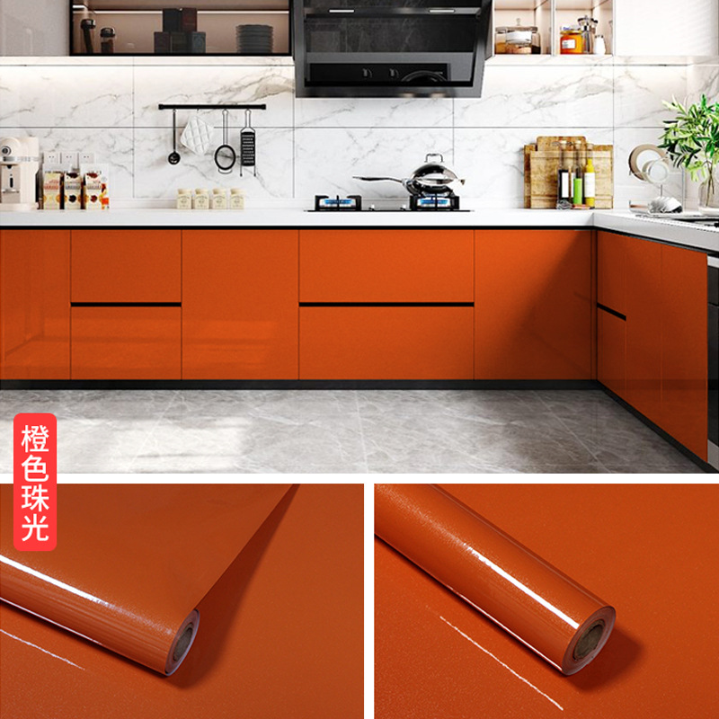 Pintura a la parrilla de película perlada PVC Fondo de pantalla de pared Autoadhesivo de color sólido dormitorio superior Fondo de pantalla de cocina pegatinas decorativas pegatinas