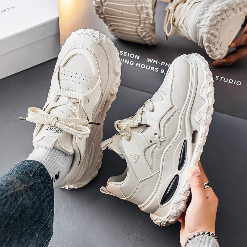 Men's Shoes 2025 New Autum Air Cushion Shock-Absorbing Casual Versatile Sports Shoes Mesh Breathable Running Black Dad Shoes