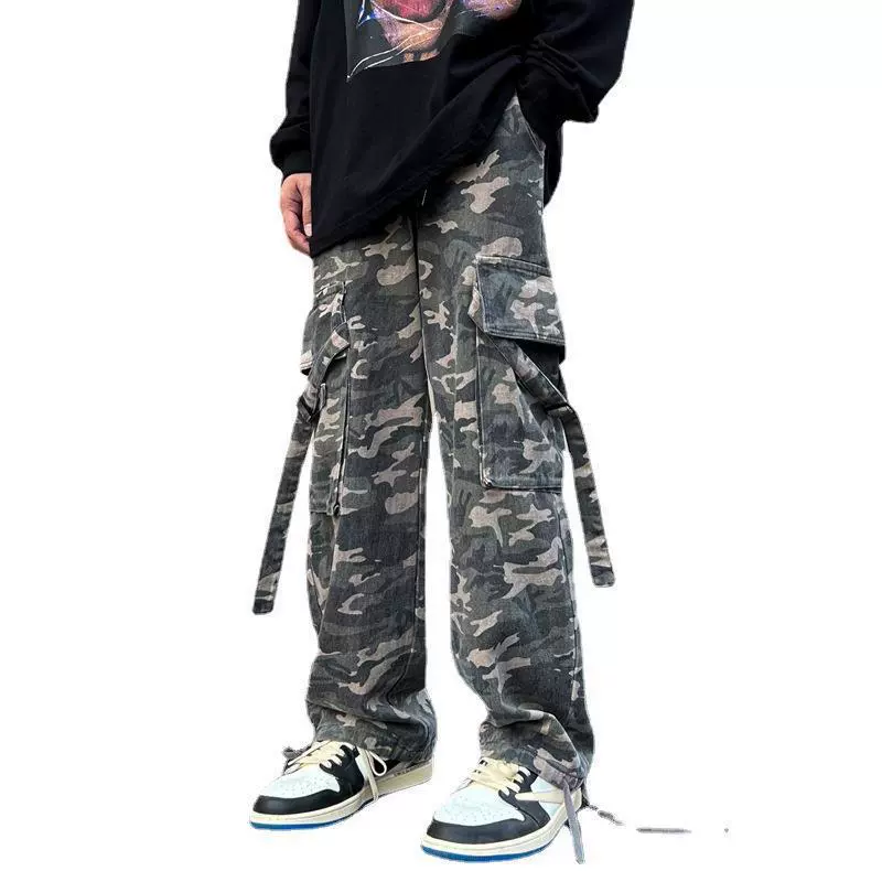 Американский хип-хоп камуфляж рабочие брюки мужские бренд VIBE pants INS high street функциональные прямые брюки