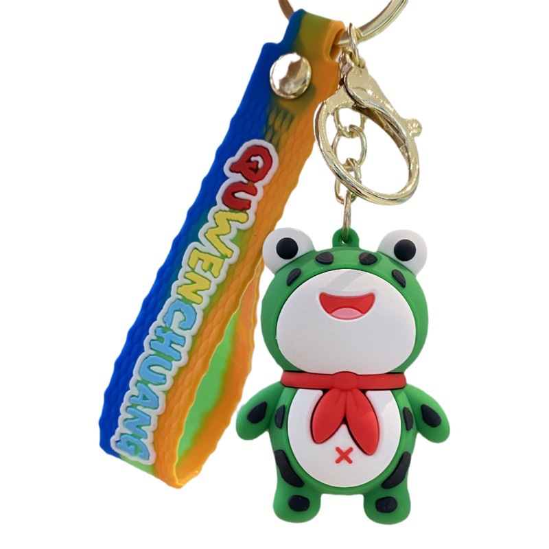 Red de dibujos animados Rana Llavero Coche colgante adornos Escuela pequeño regalo máquina muñeca fábrica al por mayor