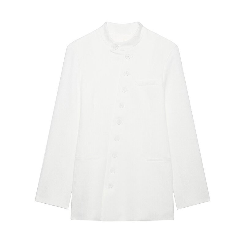 Cross-Border Women's Clothing 2026 Summer New Style Long-Sleeved High-Neck Double-Breasted Suit Jacket 3736052