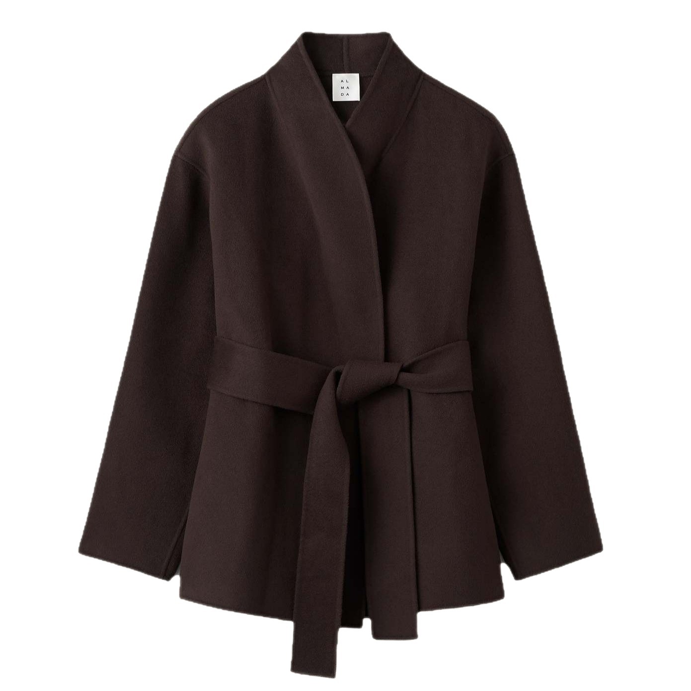 Women's Elegant Dark Brown Woolen Coat Spring/Autumn Season European American Style Cross-Border Popular Trench with Belt Loose Fit_ecoleips.com