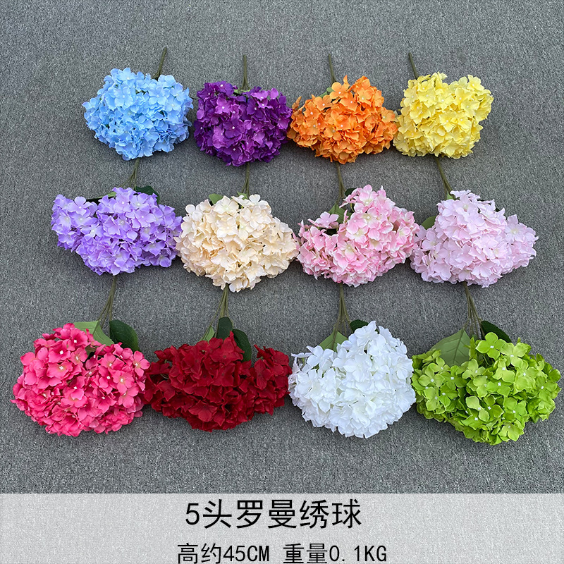 5 macarrón hortenida flor de mesa hortenida flor de mesa flor de decoración de flores falsas decoración de decoración transfronteriza