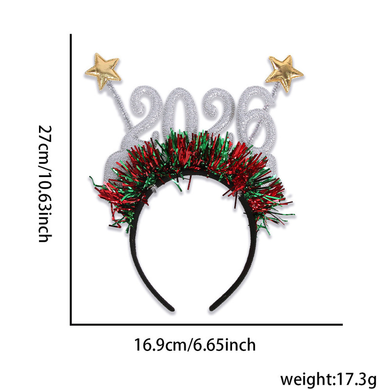 2026 デジタルスターカラーストリップヘッドバンドクリスマスパーティーデコレーション雰囲気写真小道具大晦日新年ヘッドバンド|undefined