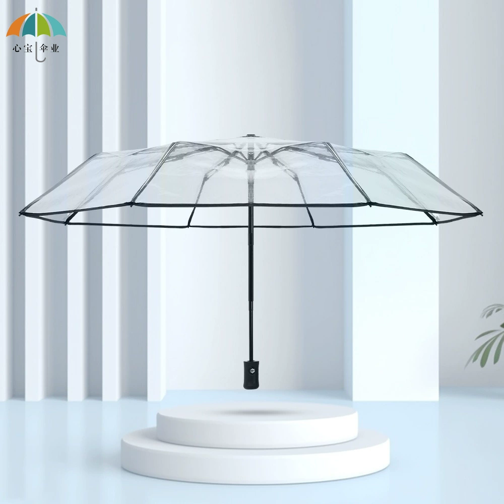 Полностью автоматические прозрачные зонты 70% off шт., зонты с новым мультяшным принтом и логотипом для рекламы, складные прозрачные зонты оптом под заказ