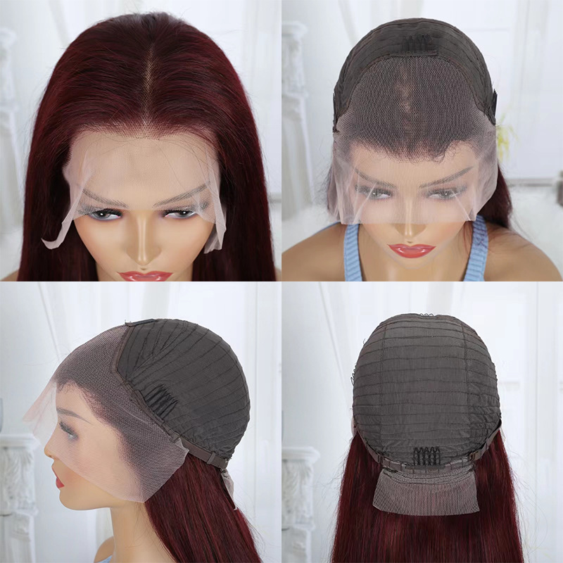 13x4 Lace Front Body Wave Wig Tapa delantera de encaje rojo oscuro oscuro Burgundy