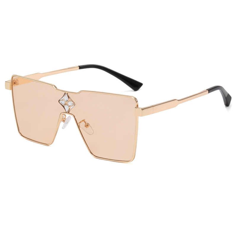 Ventas directas de fábrica nuevas gafas de sol cuadradas de metal transfronterizas europeas y americanas gafas de sol de Marco grande gafas de sol de moda de una pieza para mujer lote