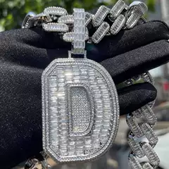 New Hip Hop Silver Moissanite Single Letter Pendant for Men | Trendy Streetwear Jewelry