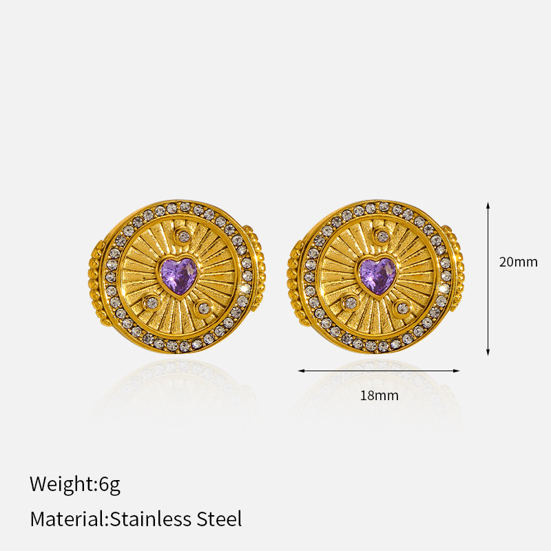 10g Weight 304 Stainless Steel Ear Needle Material Ear Studs Classification 1 Pair Quantity Casual, Holiday, Daily Occasion 304 Stainless Steel Material Cross, Round, Heart Shape Pattern All Seasons Season Women's Gender Polished Finish Elegant, Retro Style 1 Pair Elegant Retro Cross Round Heart Shape 304 Stainless Steel Ear Studs 4