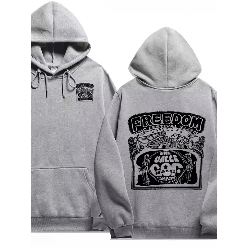 [Cross-Border European Code] Neutral Fear and Scream Pattern Hoodie - Gray Geometric Print Street Style