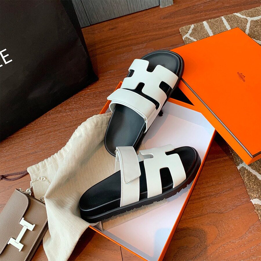 Dép sandal nữ quai ngang một dây đế bằng dày, mũi tròn, đi ngoài trời — Màu trắng, Màu đen, Xanh denim phối nâu, Xanh mực ghép Hồng