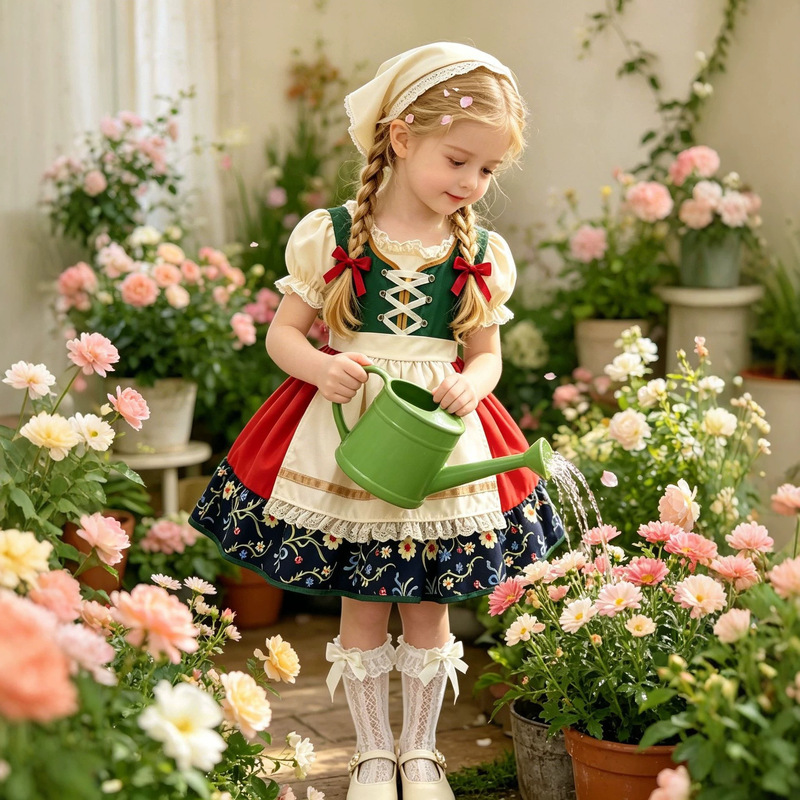 German Bavarian Dress Munich Oktoberfest Performance Costume for Girls Dirndl Cosplay Outfit German Bavarian Dress Munich Oktoberfest Performance Costume for Girls Dirndl Cosplay Outfit